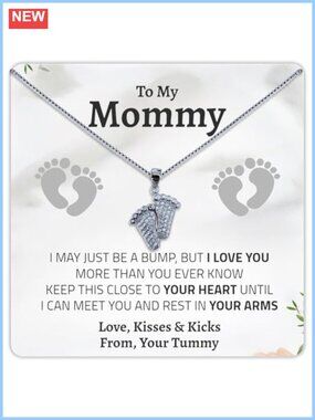 925 Sterling Silver Baby Feet Pendant Necklace Push Present Gift for Mom to Be